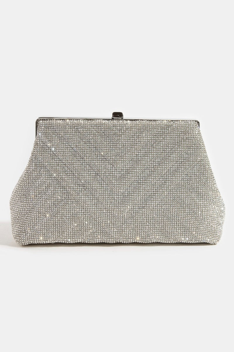 Full Rhinestone Chevron Pattern Clutch Hang Bag