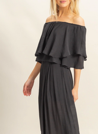 Off-the-Shoulder Blouse and Pants Set-Blouse