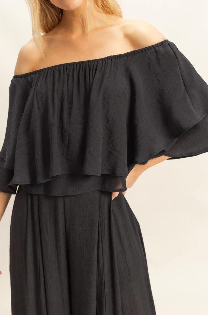 Off-the-Shoulder Blouse and Pants Set-Pants