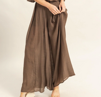 Off-the-Shoulder Blouse and Pants Set-Blouse