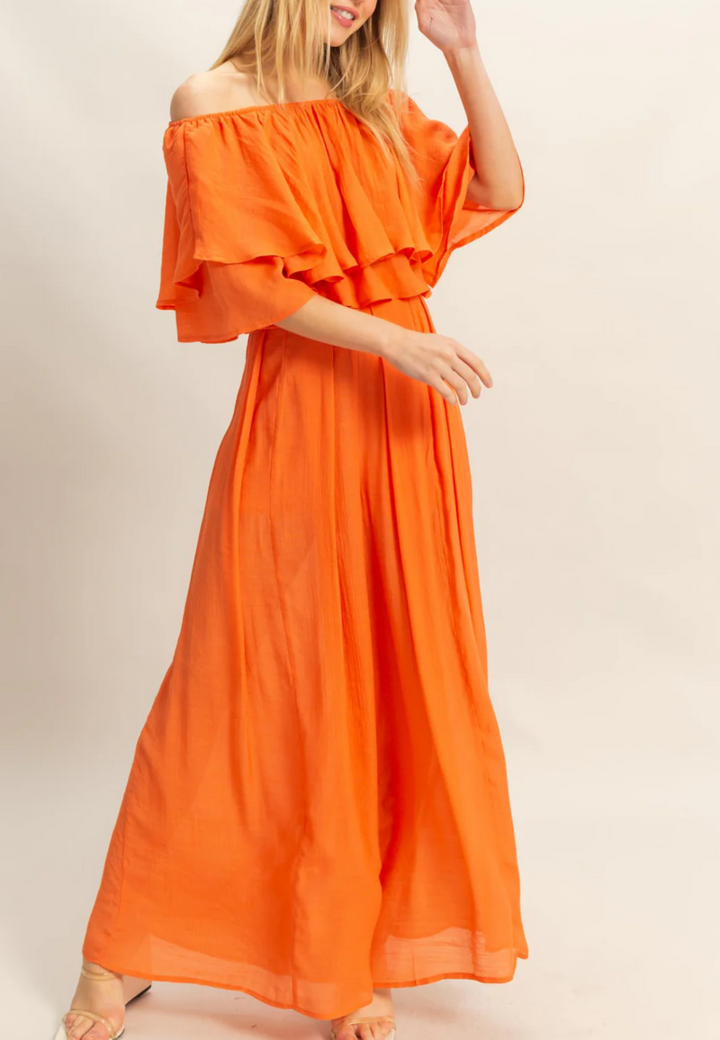 Off-the-Shoulder Blouse and Pants Set-Blouse