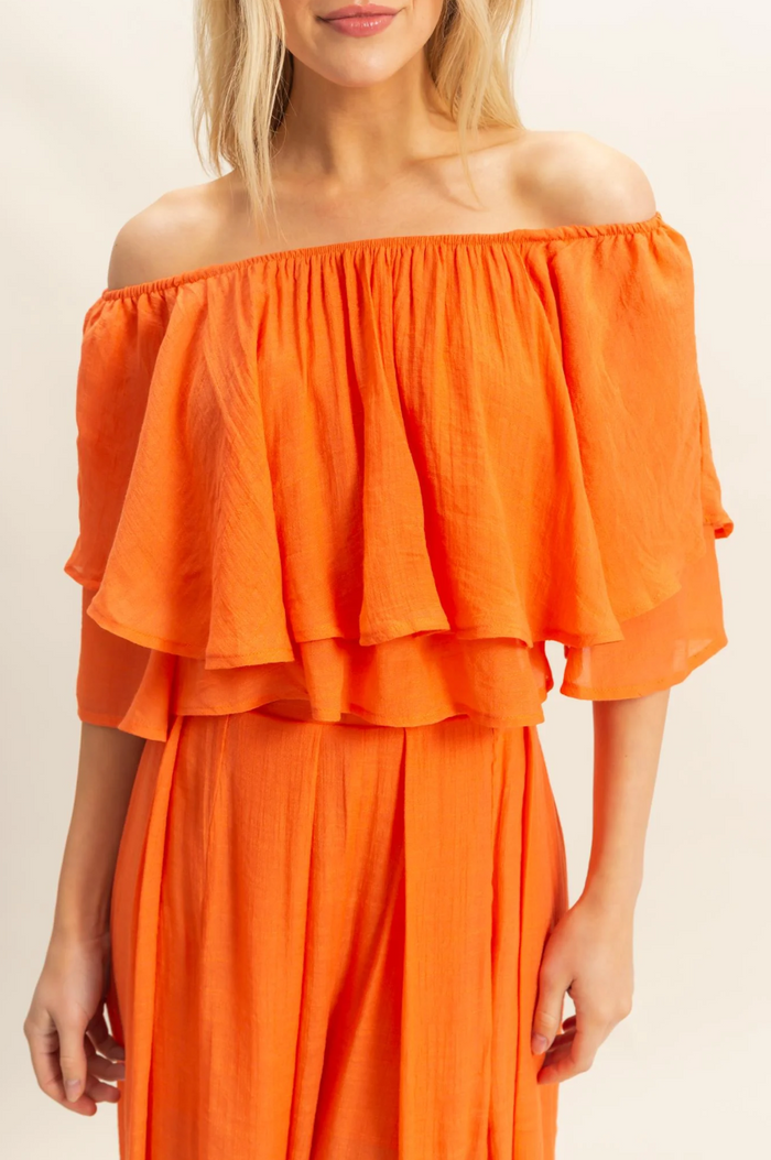 Off-the-Shoulder Blouse and Pants Set-Pants
