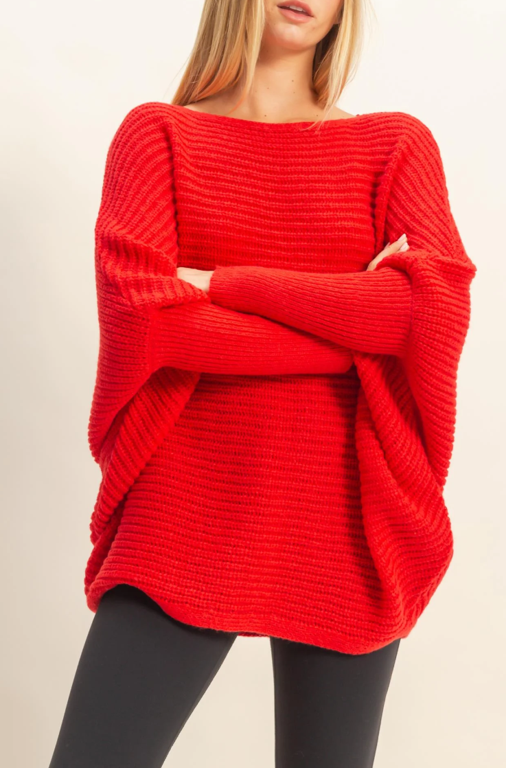 Oversized Knit Sweater For Casual Comfort