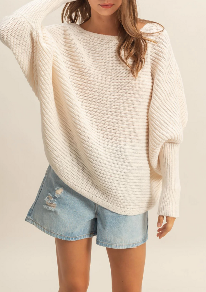 Oversized Knit Sweater For Casual Comfort