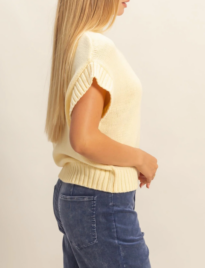 Short Sleeve Mock Neck Sweater