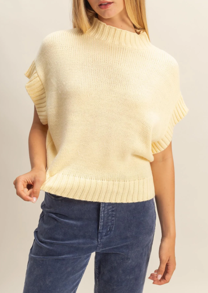 Short Sleeve Mock Neck Sweater