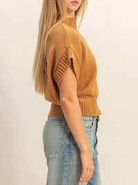 Short Sleeve Mock Neck Sweater