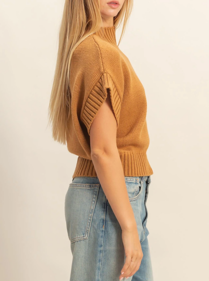 Short Sleeve Mock Neck Sweater