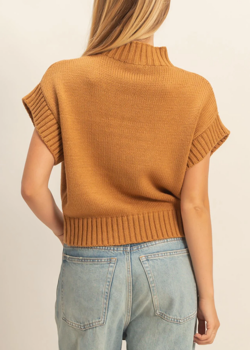 Short Sleeve Mock Neck Sweater