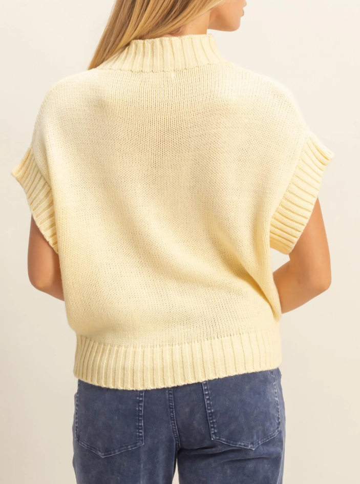 Short Sleeve Mock Neck Sweater
