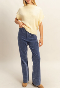 Short Sleeve Mock Neck Sweater