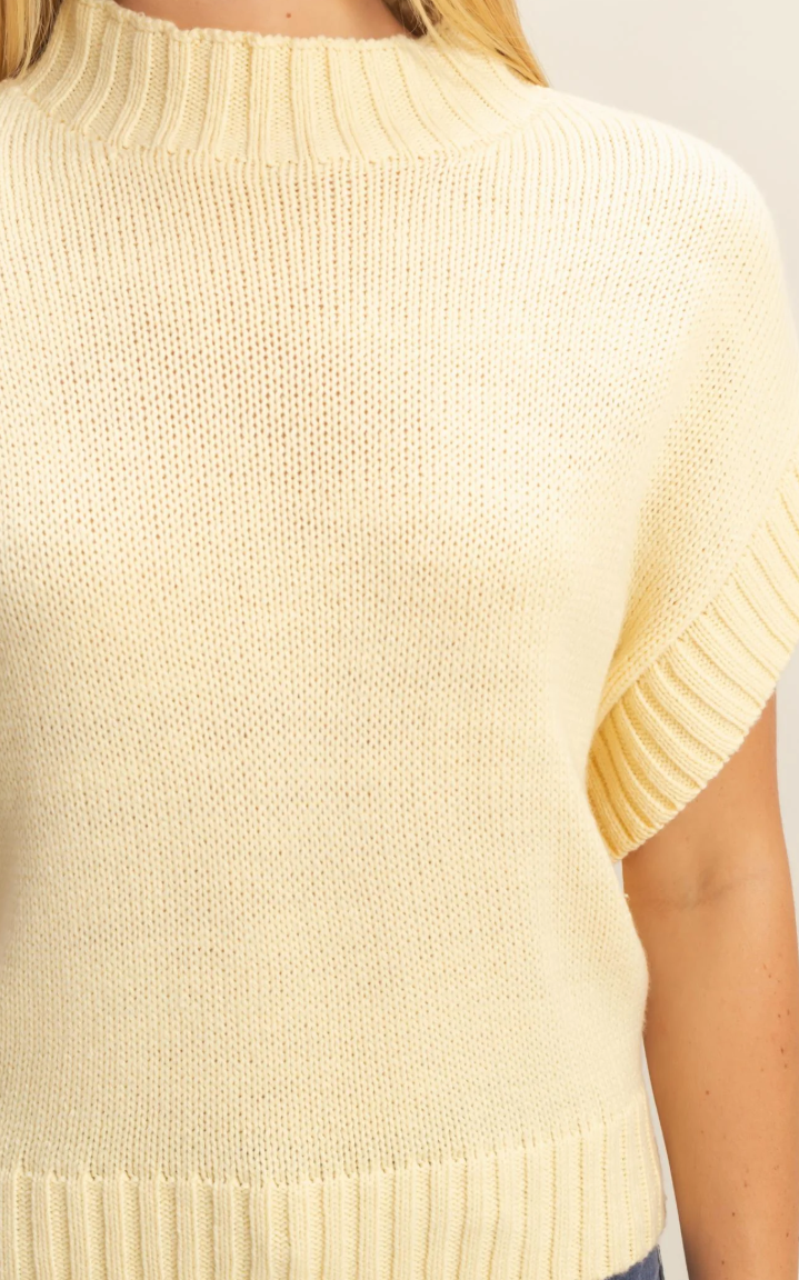 Short Sleeve Mock Neck Sweater