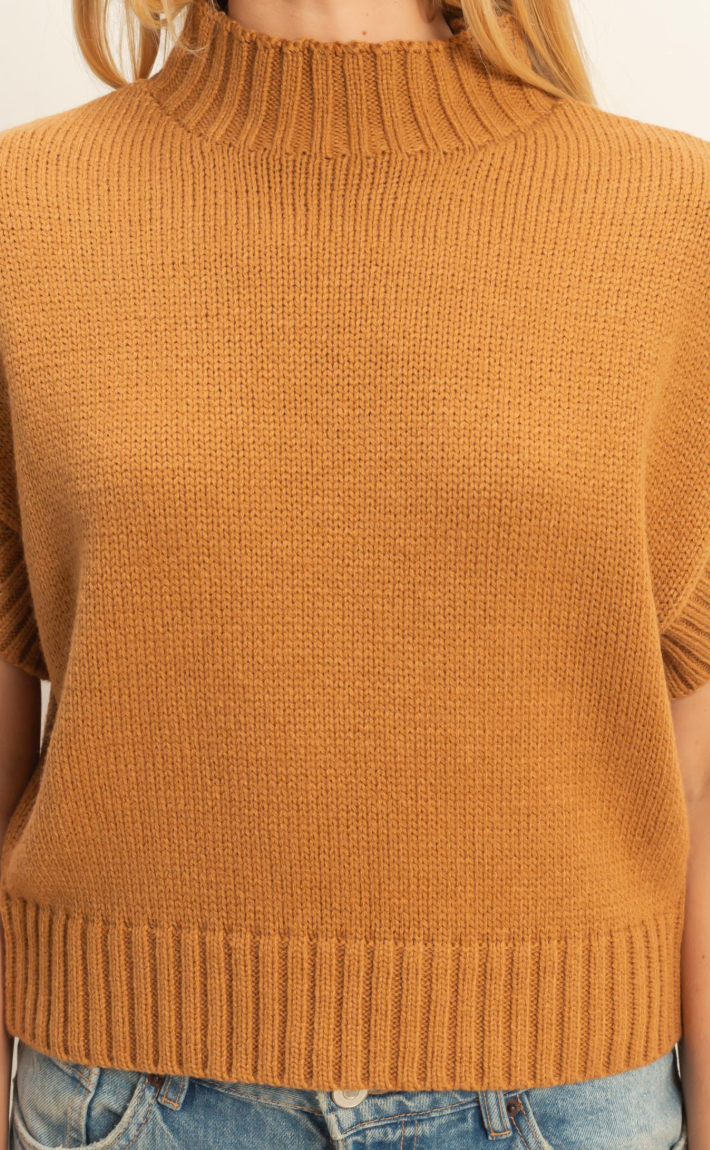 Short Sleeve Mock Neck Sweater