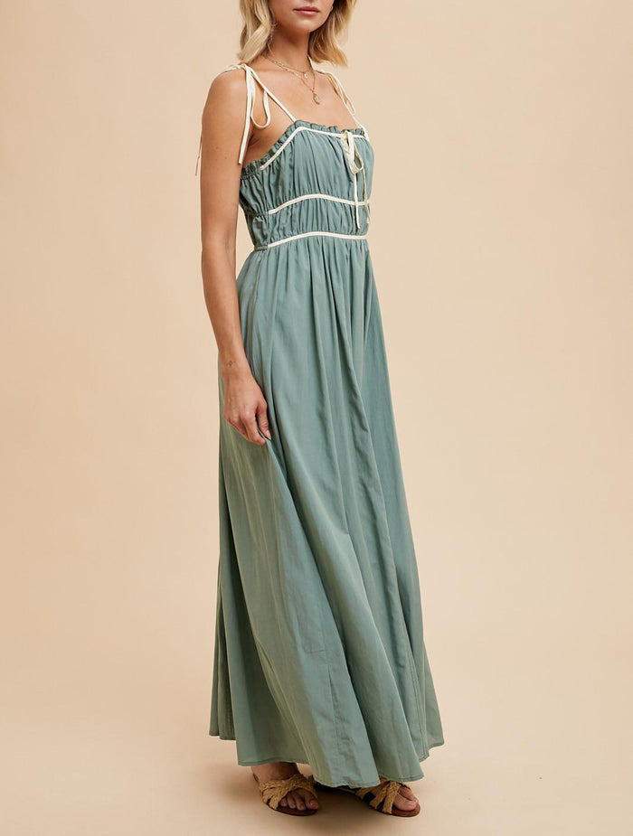 Contrast Trim Maxi Dress