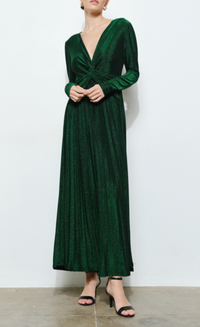 Deep V-Neck Twist Waist Maxi Dress