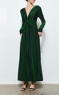 Deep V-Neck Twist Waist Maxi Dress