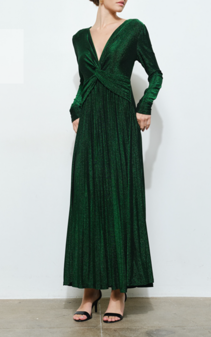 Deep V-Neck Twist Waist Maxi Dress