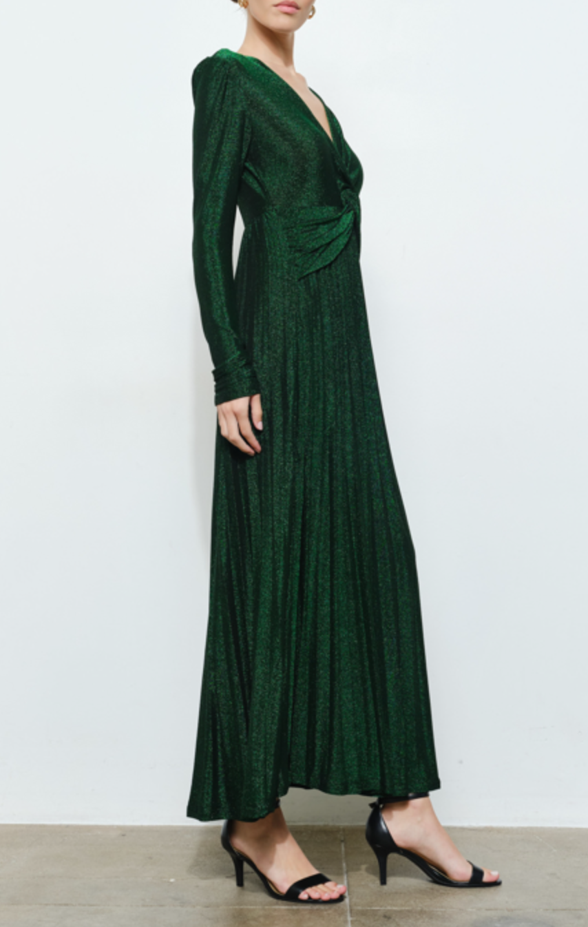 Deep V-Neck Twist Waist Maxi Dress