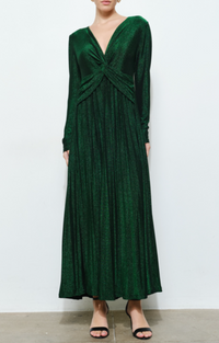 Deep V-Neck Twist Waist Maxi Dress