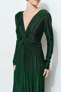 Deep V-Neck Twist Waist Maxi Dress