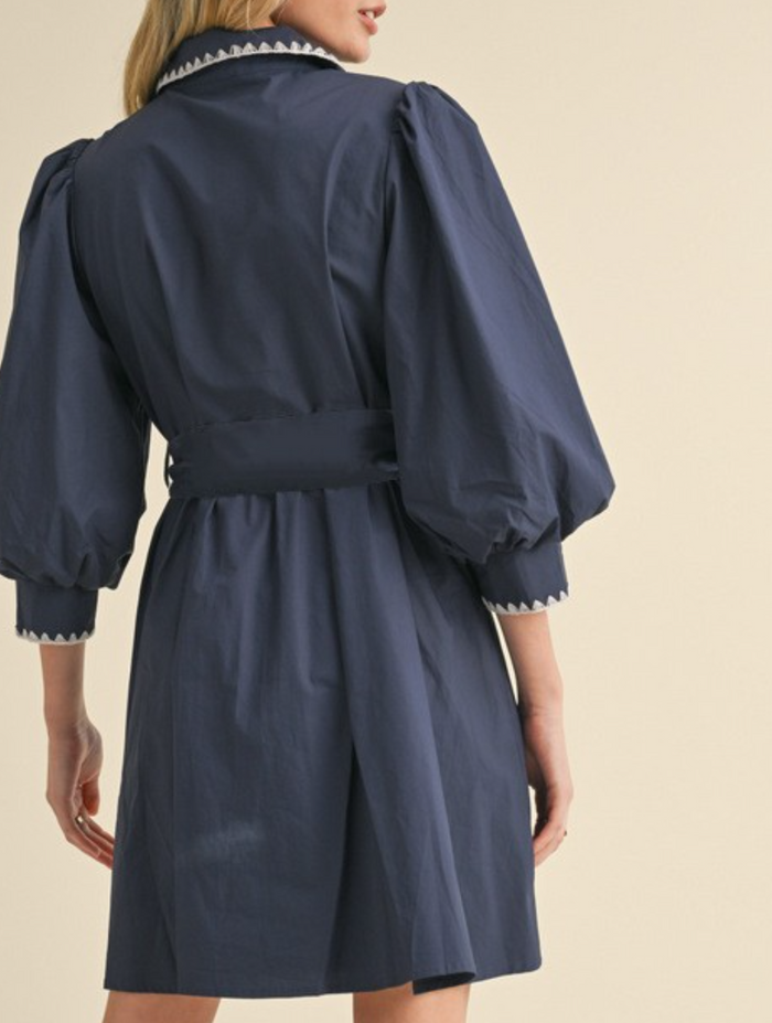 Solid Dress with Collared Neck
