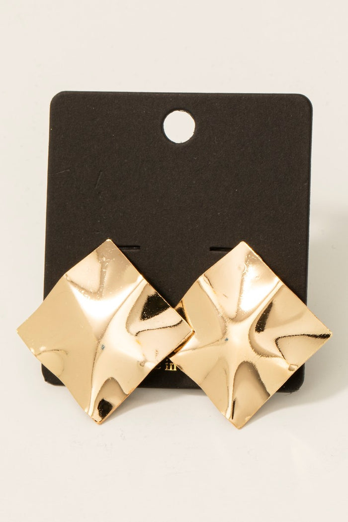Wavy Square Shield Stud Earrings