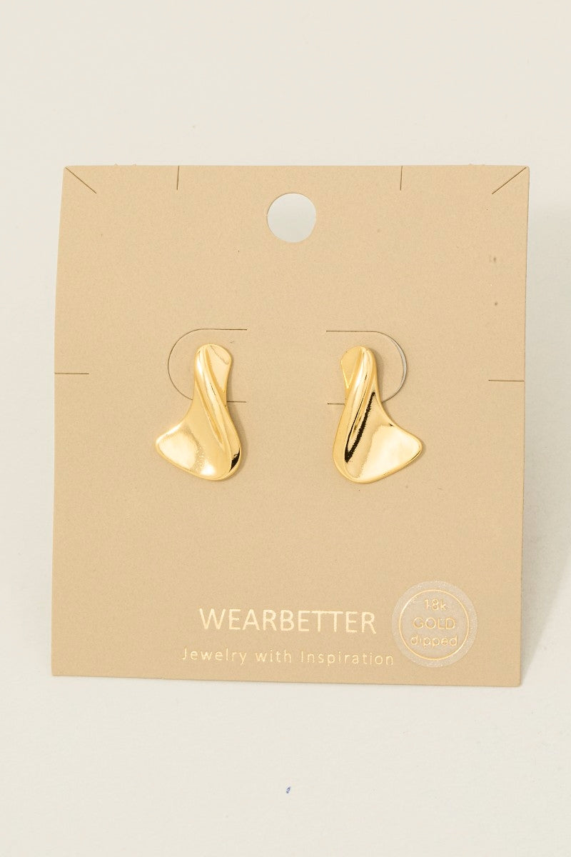 Gold Dipped Twisted Shape Drop Earrings