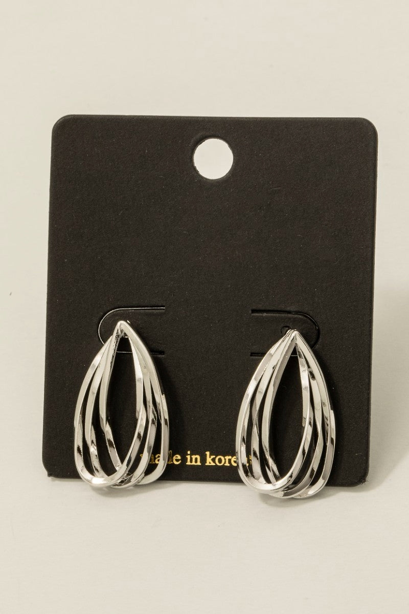 Intricate Layered Teardrop Stud Earrings