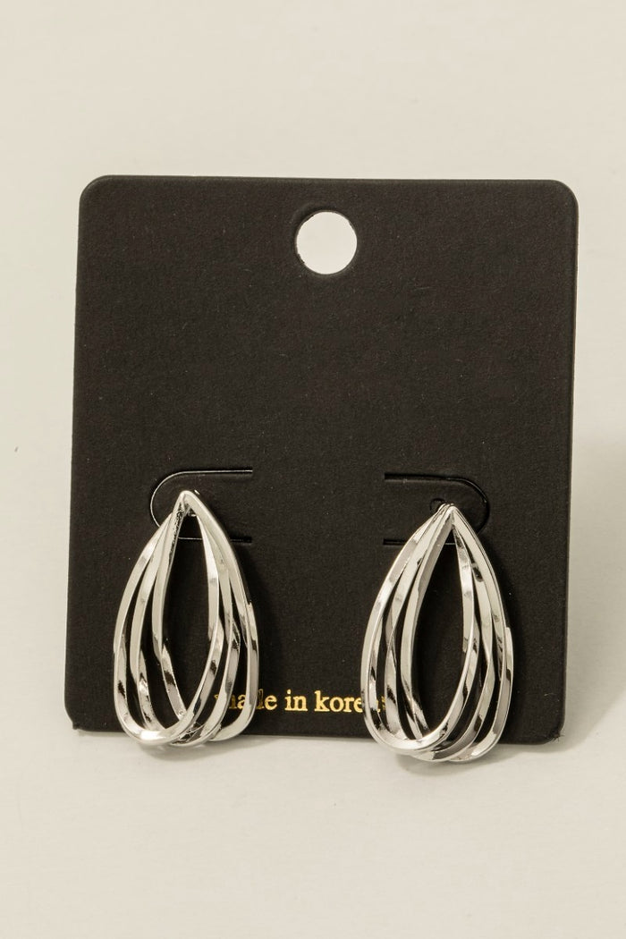 Intricate Layered Teardrop Stud Earrings