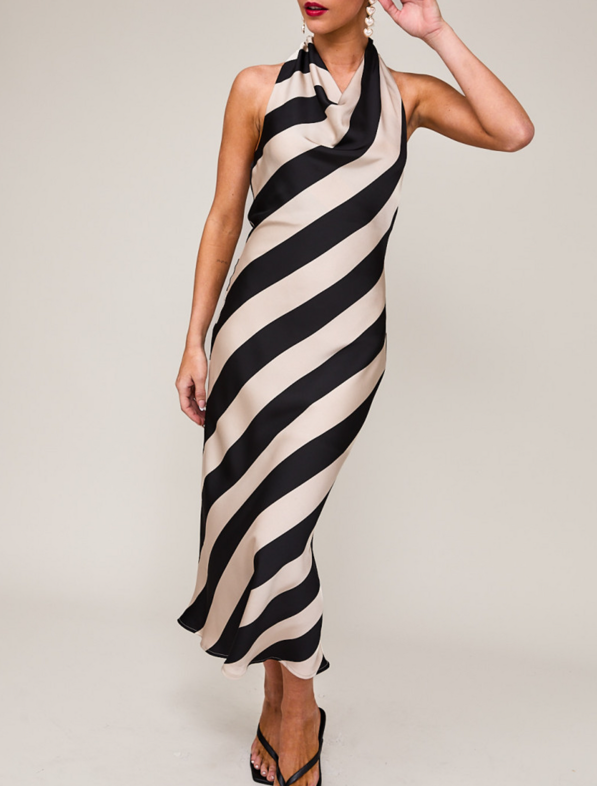 Halter Cowl Neck Midi Dress Azure & Lavender Halter Cowl Neck Midi Dress Azure & Lavender