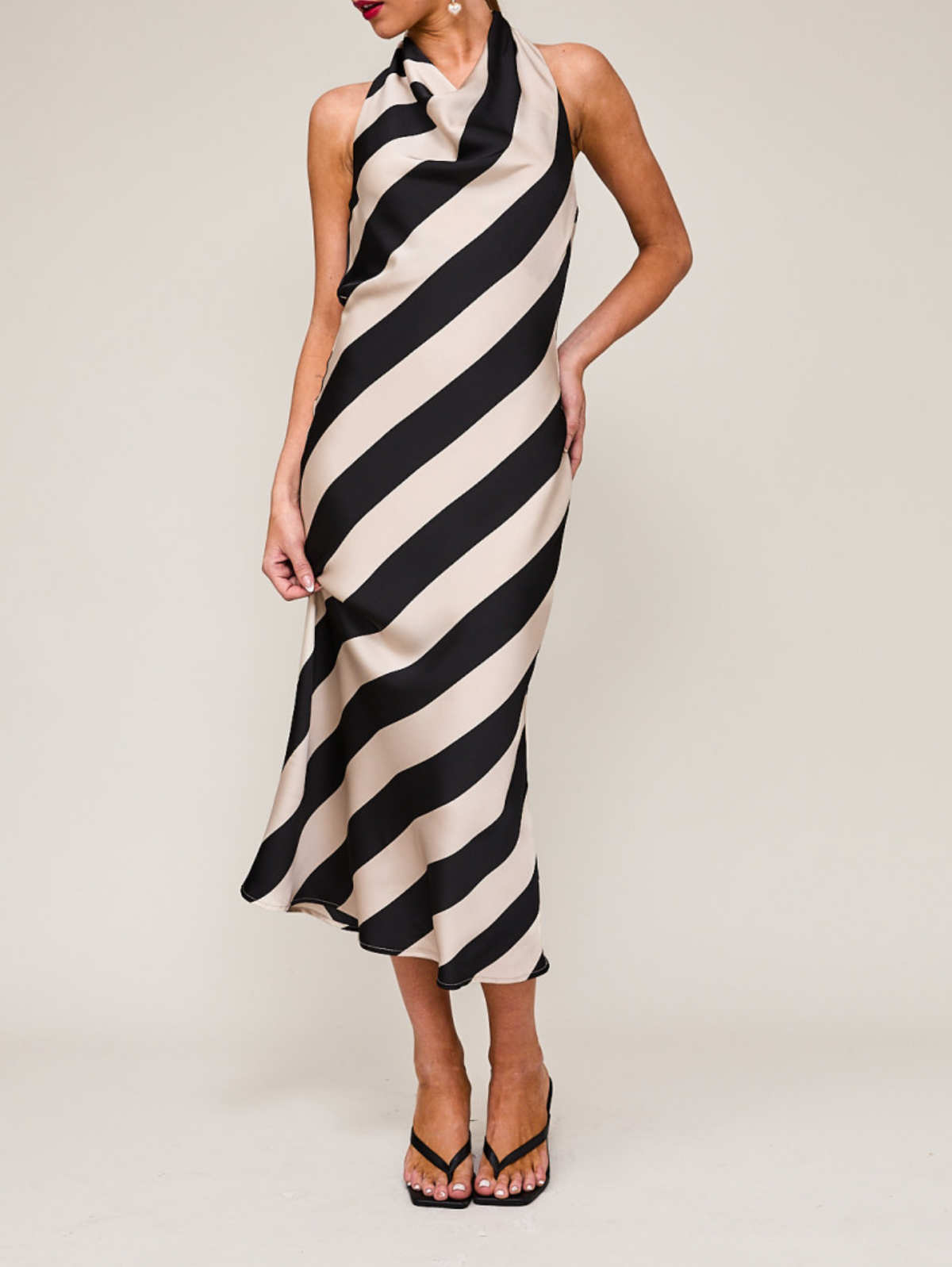 Halter Cowl Neck Midi Dress Azure & Lavender Halter Cowl Neck Midi Dress Azure & Lavender