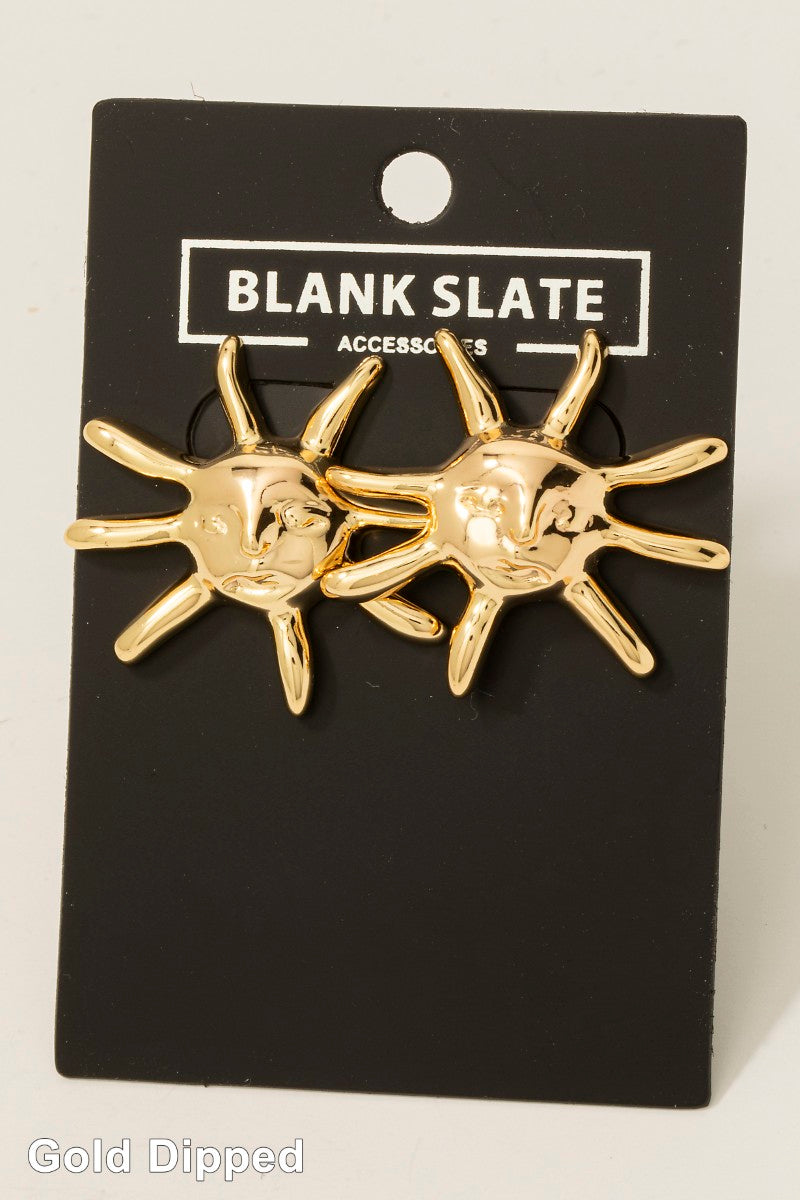 Sun Shape Gold Earrings