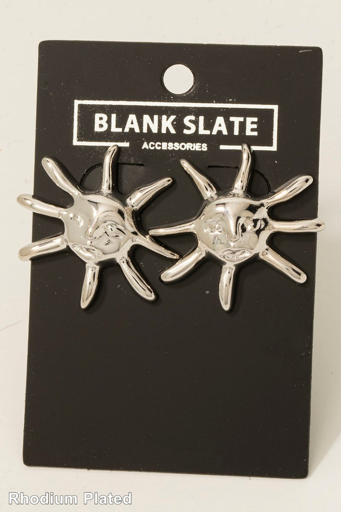 Sun Shape Silver Earrings