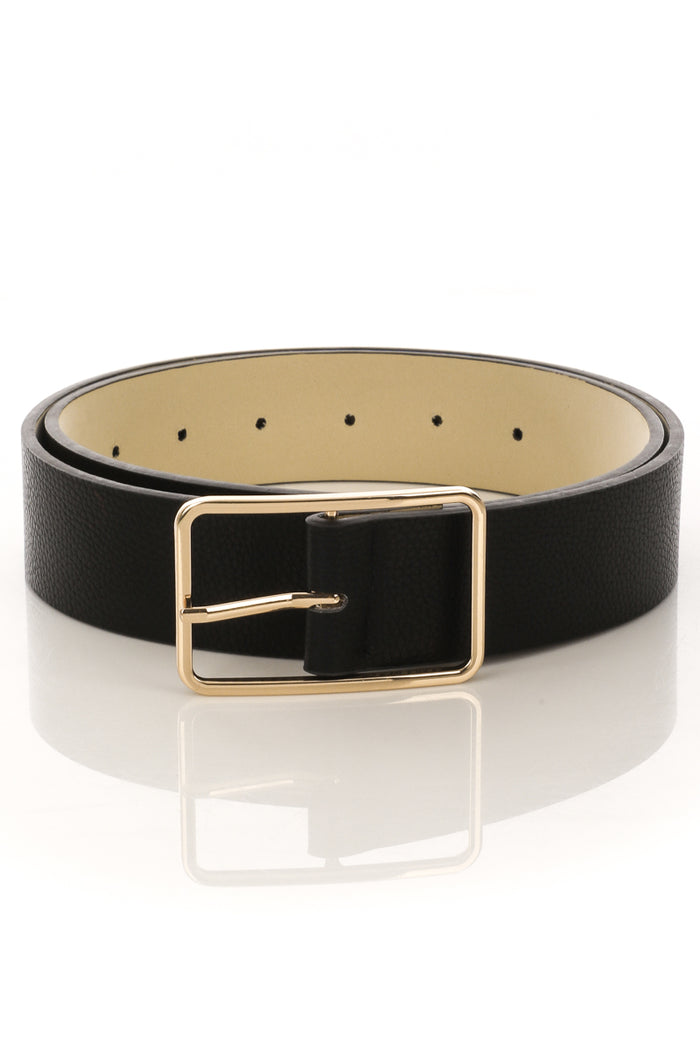 Faux Leather Rectangle Cutout Buckle Fashion Belt