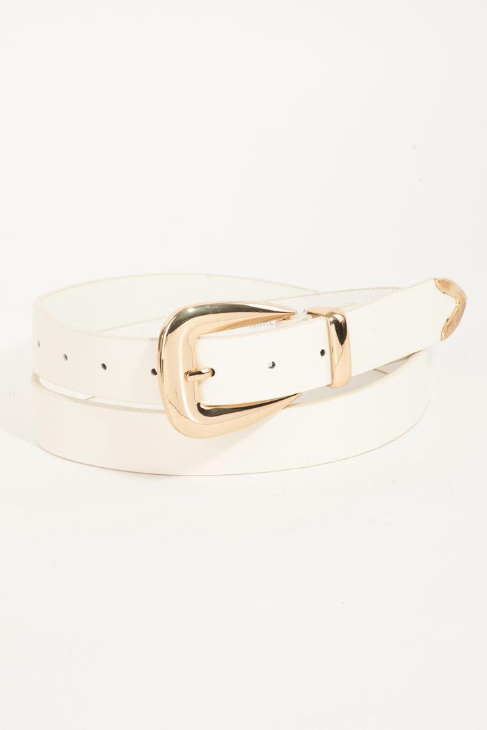 White Belt with Gold Buckle