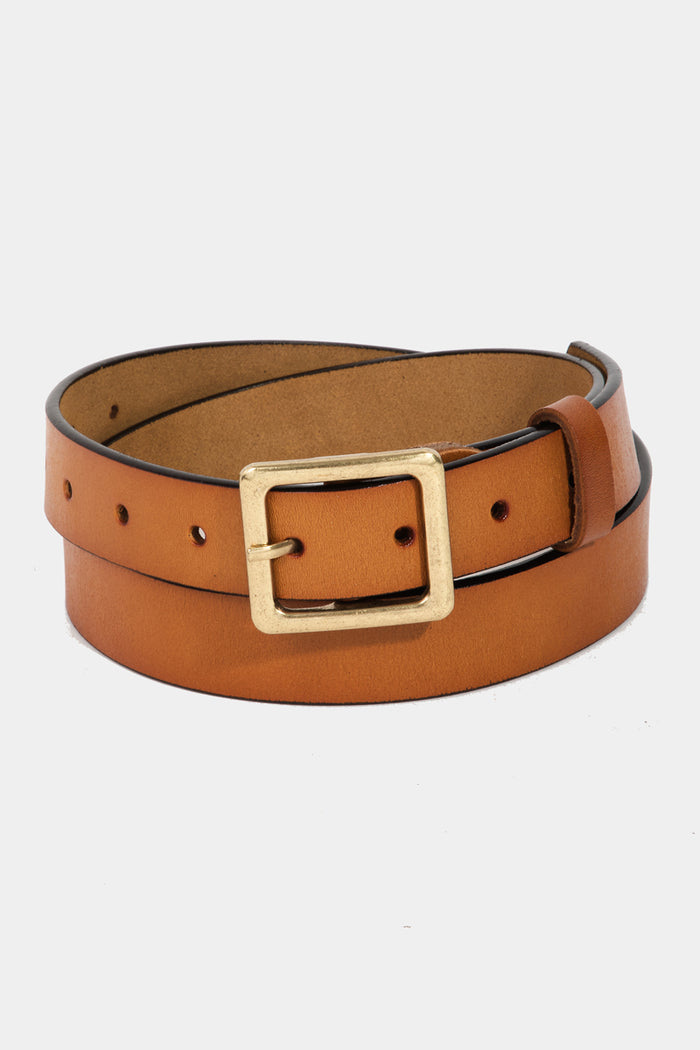 Genuine Leather Square Buckle Belt