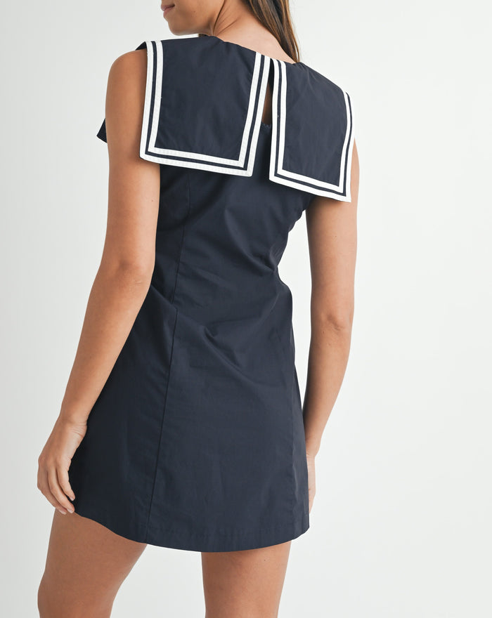 Contrast Square Sailor Collar Mini Dress