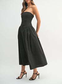 Strapless Fit and Flare Midi Dress