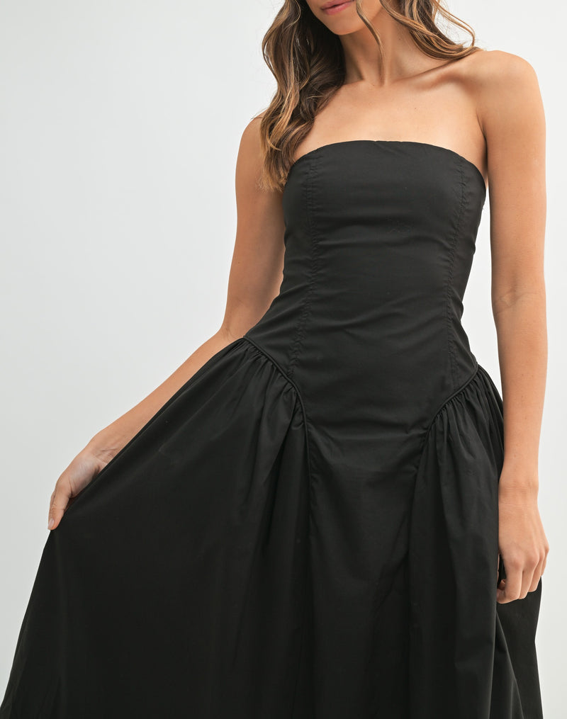 Strapless Fit and Flare Midi Dress Medium / Black Strapless Fit and Flare Midi Dress Medium / Black