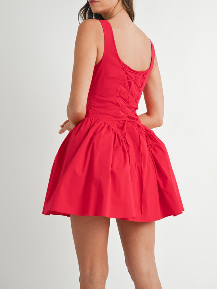 Corset Mini Dress with Lace Up Detail