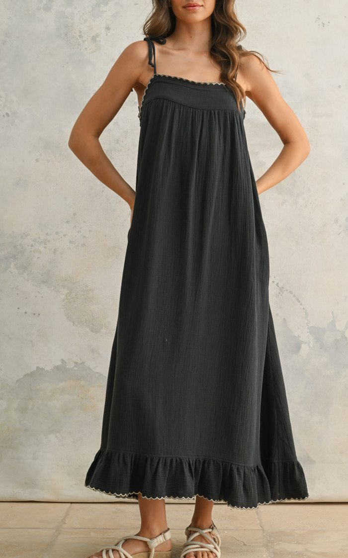 Embroidered Detail Gauze Dress