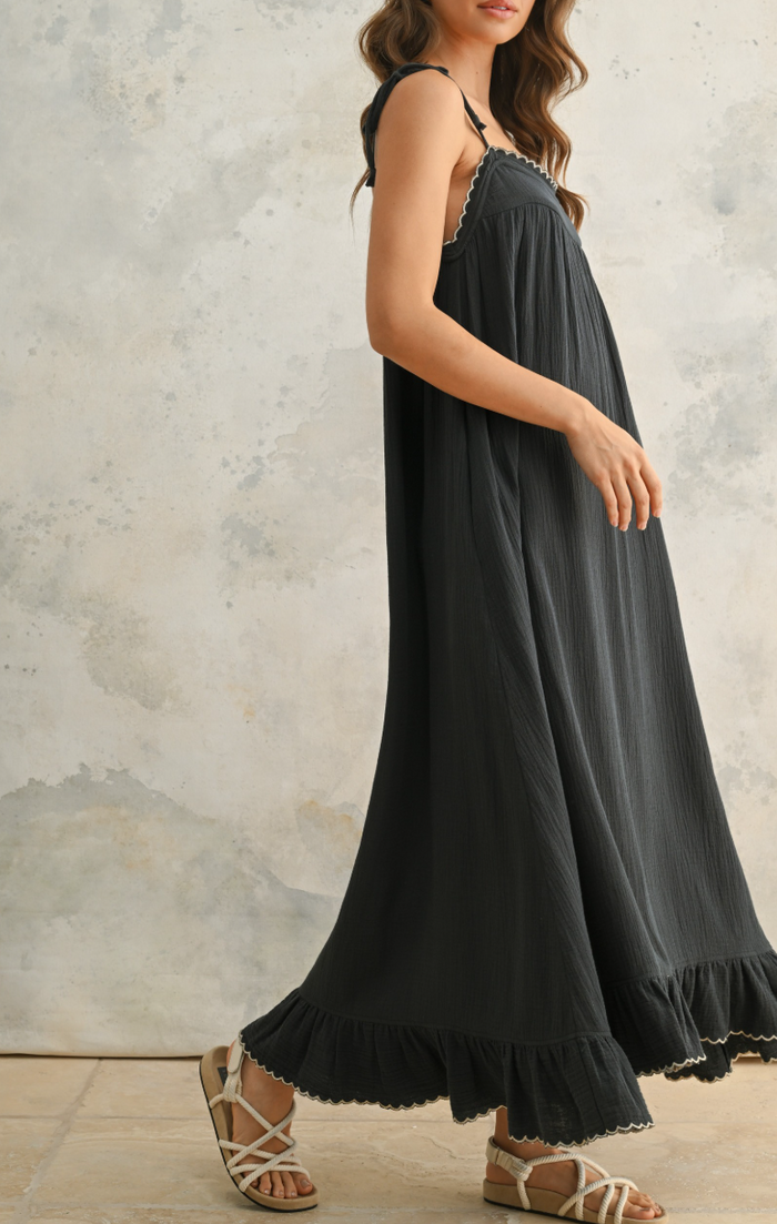 Embroidered Detail Gauze Dress