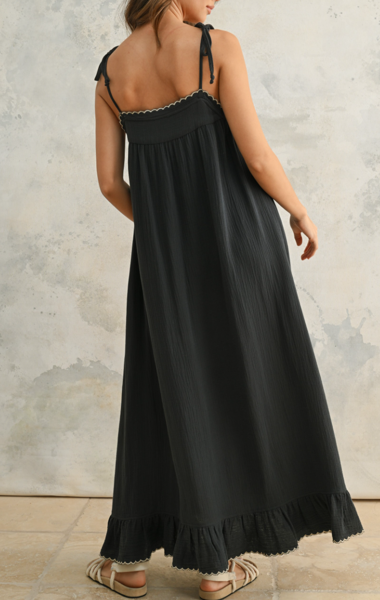 Embroidered Detail Gauze Dress