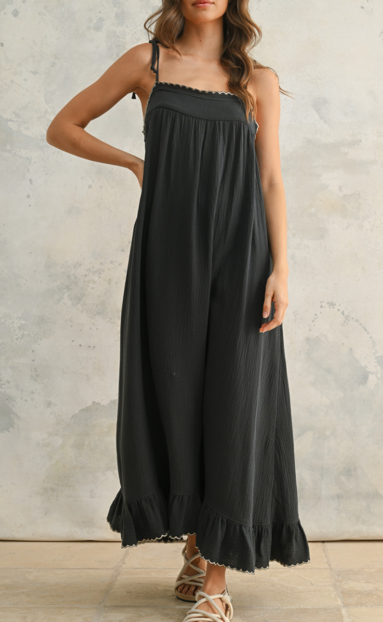 Embroidered Detail Gauze Dress