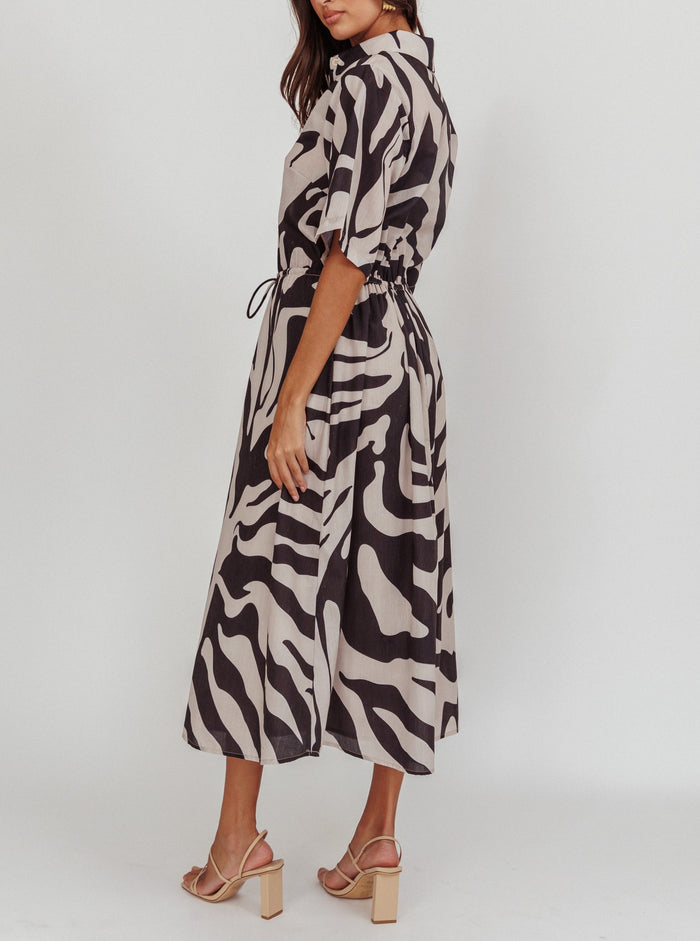 Zebra Print Midi Dress