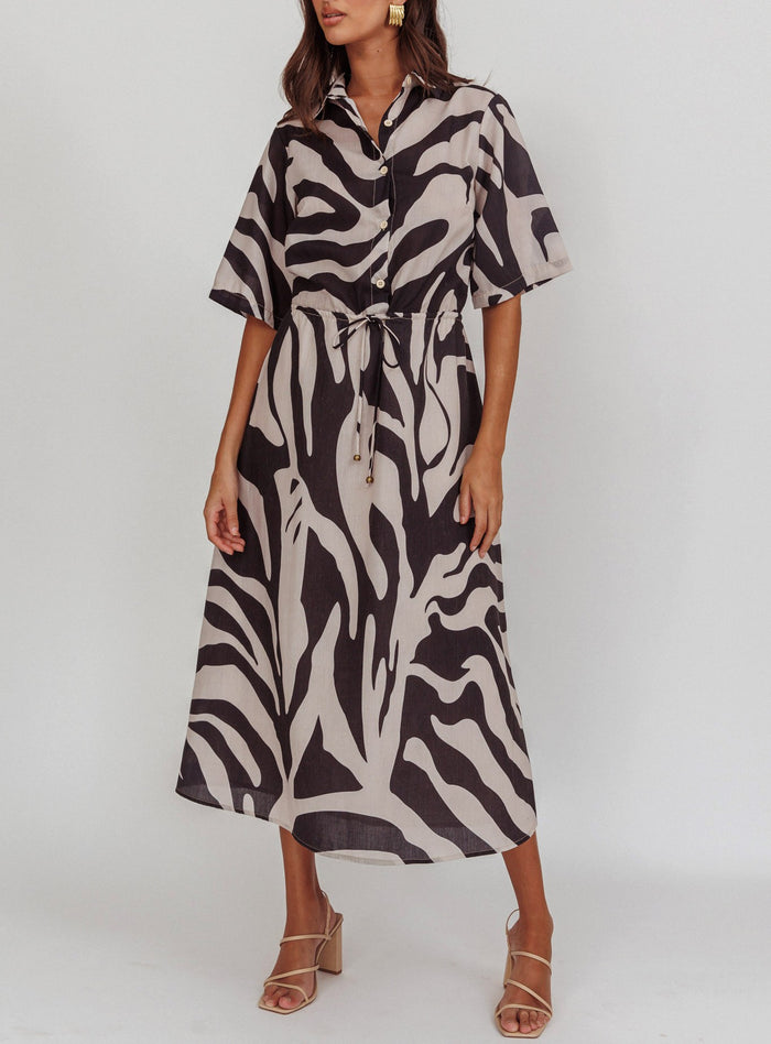 Zebra Print Midi Dress