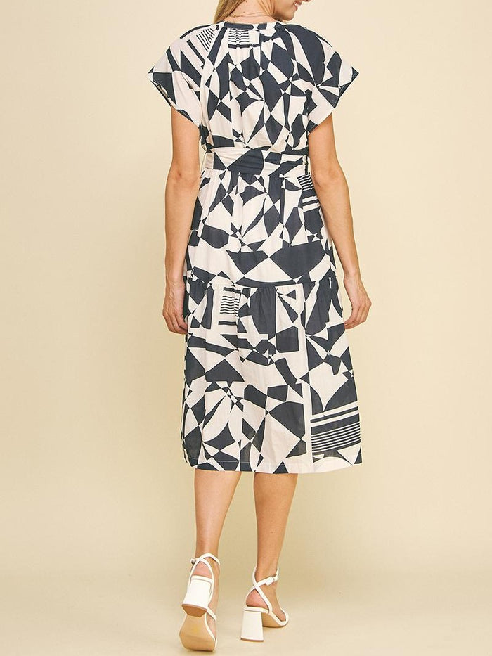 Print Tiered Midi Dress