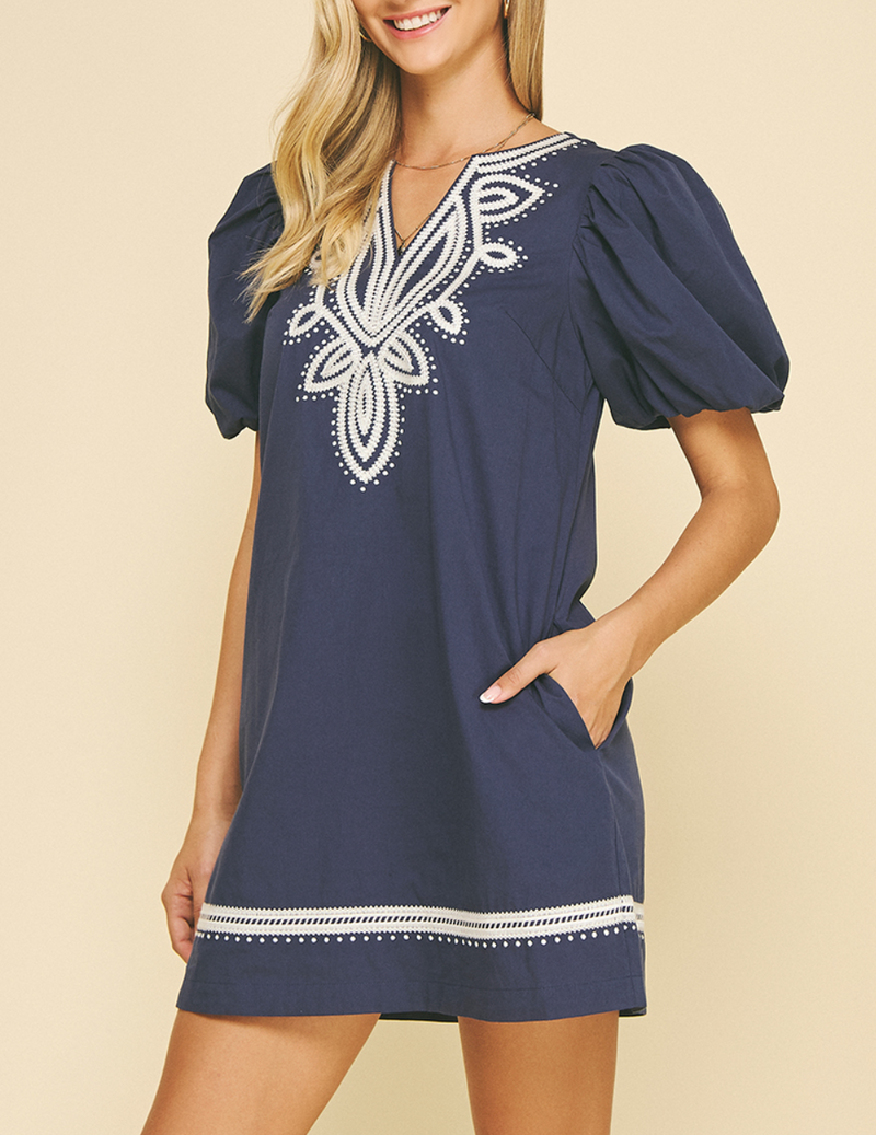 Embroidered Detail Mini Dress