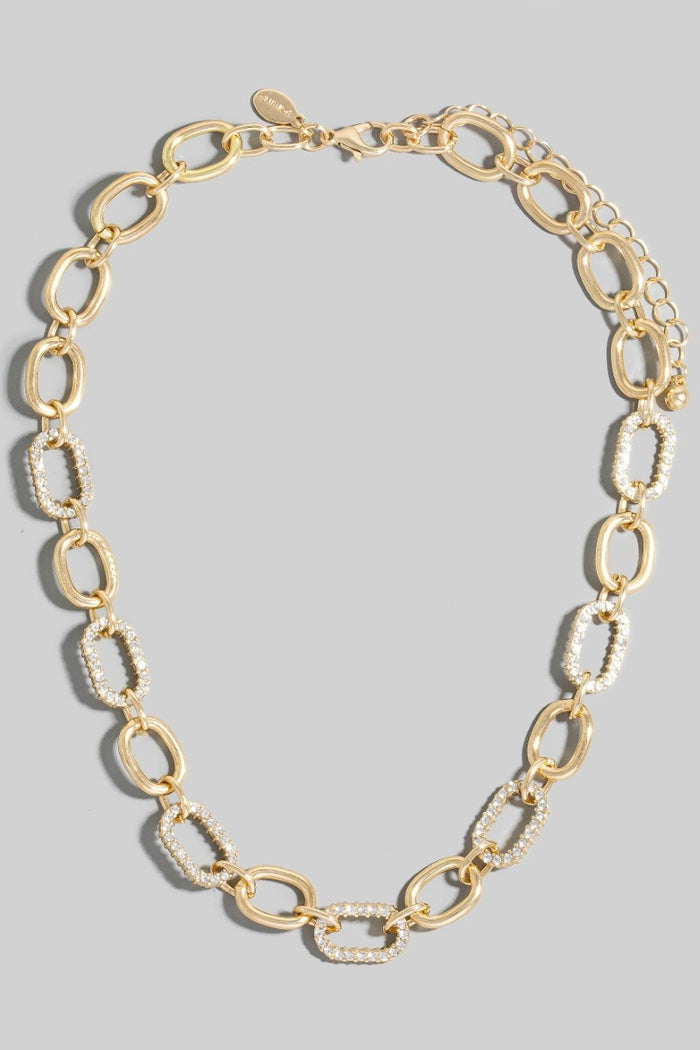 Mixed Oval Pave Chain Necklace