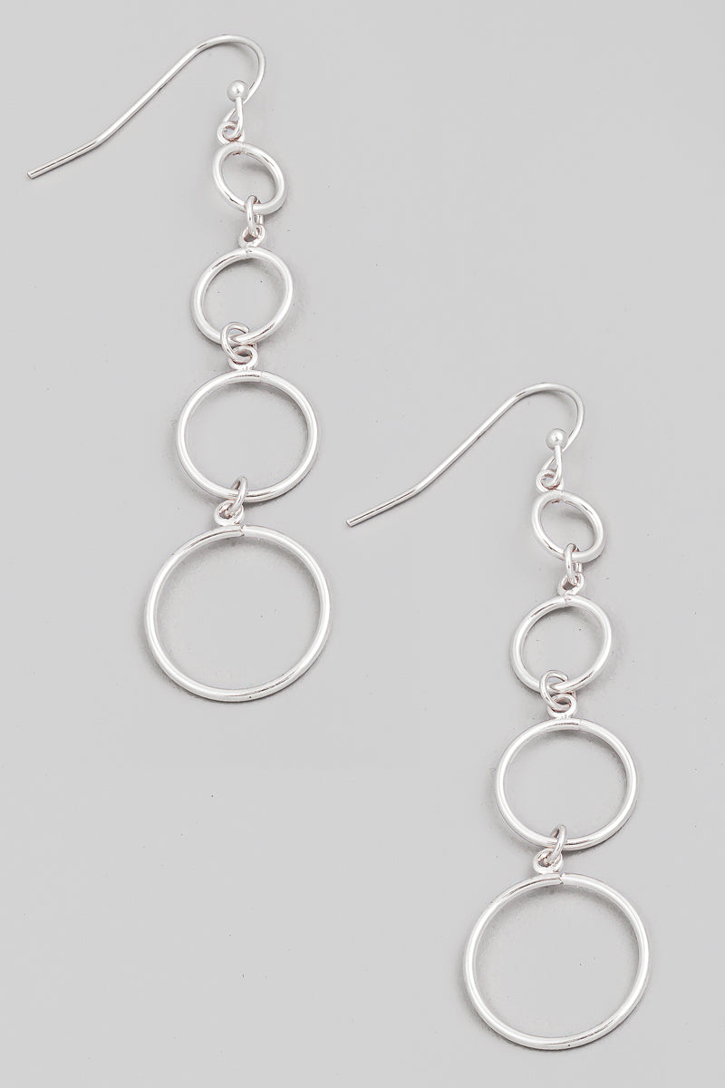 Metallic Wire Hoop Chain Dangle Earrings